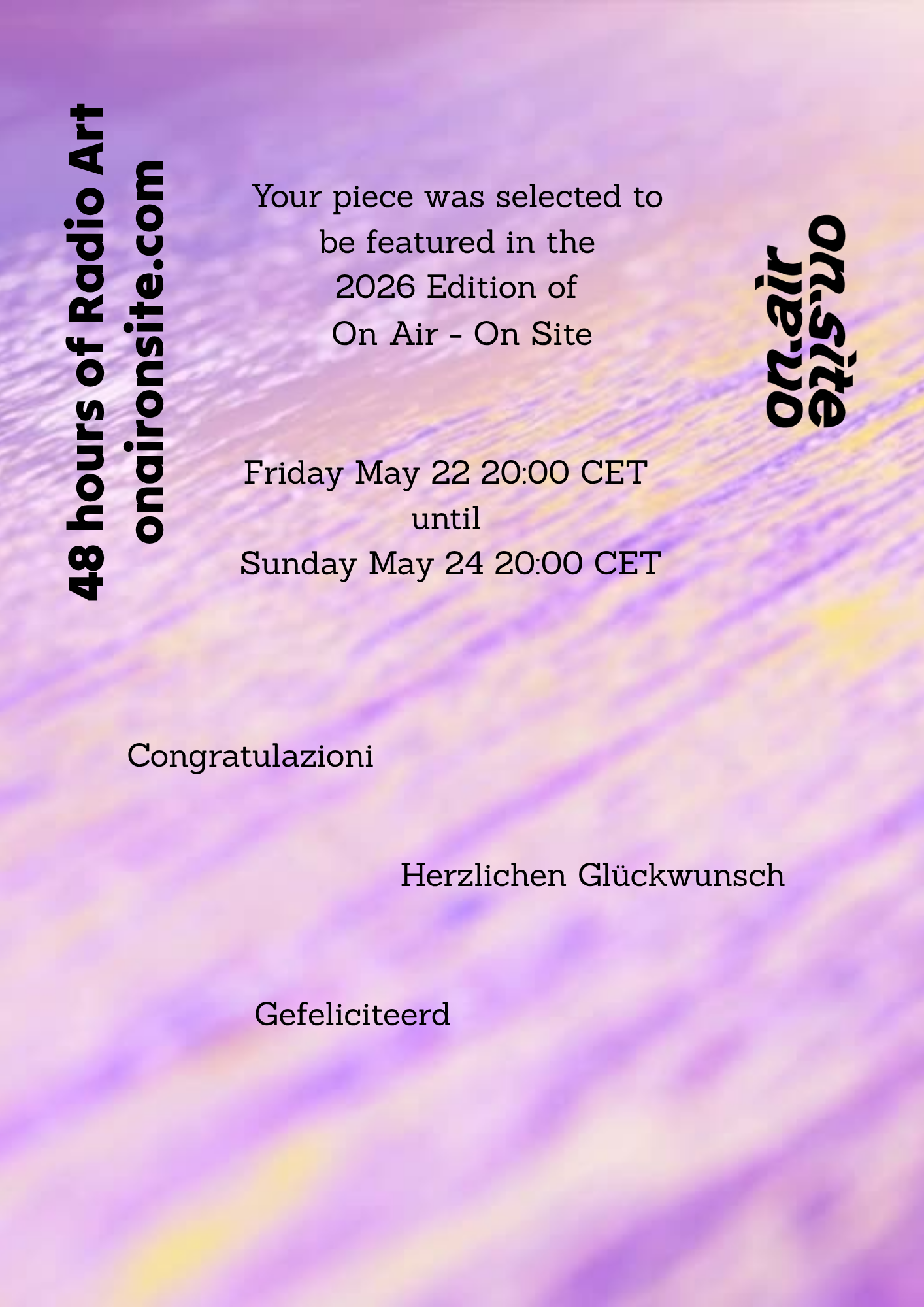 On Air - On Site 2026 Edition